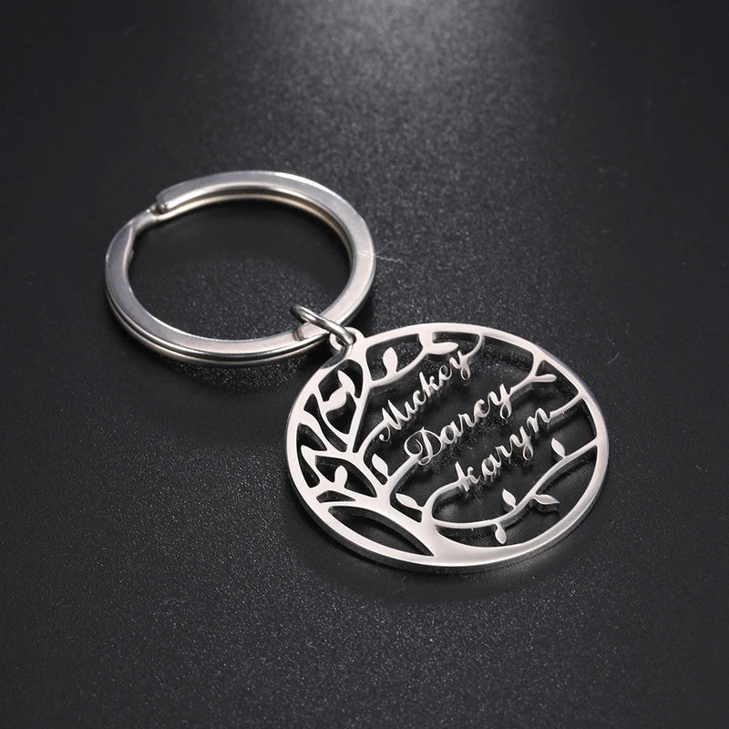 Tree of Life Keychain Personalized with Name Family Key Chain Gift