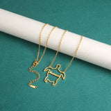 Lemegeton Turtle Pendant Name Necklace Women Stainless Steel Animal Jewelry