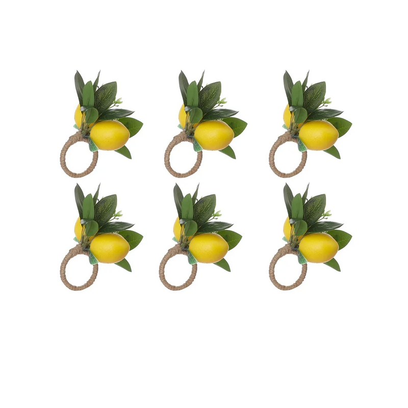 6 Lemon Vine Leaf Napkin Holders for Dining Table Decor