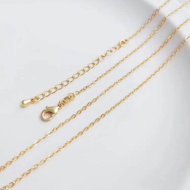 14K Brass Link Necklace Chain with Lobster Clasps, 18 Inch