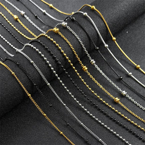 Ball Bead Chain Necklace for Women Men Stainless Steel Silver Jewelry
