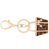 Leopard Bag Keychain Rhinestone Charms Pendant for Women Keychains