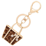 Leopard Bag Keychain Rhinestone Charms Pendant for Women Keychains