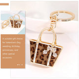 Leopard Bag Keychain Rhinestone Charms Pendant for Women Keychains