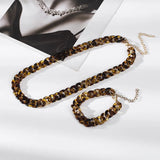 Leopard Acrylic Chain Necklace Bracelet Set European American Style Jewelry