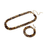 Leopard Acrylic Chain Necklace Bracelet Set European American Style Jewelry