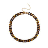 Leopard Acrylic Chain Necklace Bracelet Set European American Style Jewelry