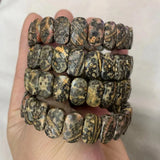 Leopard Jaspers Stone Beads Bracelet Natural Gemstone Bangle