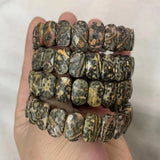 Leopard Jaspers Stone Beads Bracelet Natural Gemstone Bangle