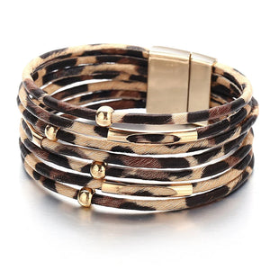 Leopard Multilayer Wide Wrap Bracelet for Women