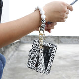Leopard Print Silicone Beads Bracelet Keychain Ring with Wallet