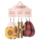 Leopard Stripes Halloween TeacherDay Mother Christmas Tie-Dyeing Leather Dangle