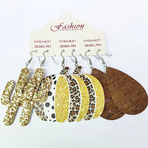 Leopard Stripes Halloween TeacherDay Mother Christmas Tie-Dyeing Leather Dangle