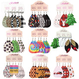 Leopard Stripes Halloween TeacherDay Mother Christmas Tie-Dyeing Leather Dangle