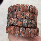 Leopard Jasper Stone Beads Bracelet Natural Gem Stone Jewelry Bangle