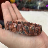 Leopard Jasper Stone Beads Bracelet Natural Gem Stone Jewelry Bangle