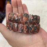 Leopard Jasper Stone Beads Bracelet Natural Gem Stone Jewelry Bangle