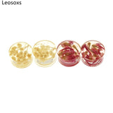Leosoxs 1 Pair Acrylic Flower Ear Tunnels Plugs Earrings Gauges