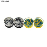 Leosoxs 1 Pair Acrylic Flower Ear Tunnels Plugs Earrings Gauges