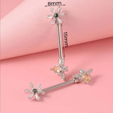 Leosoxs Stainless Steel Zircon Flower Milk Ring