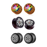 Leosoxs 1 Pair Star Wood Ear Tunnel Plugs Jewelry 8-20mm