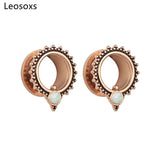 Stainless Steel Opal Ear Tunnels Body Piercing Jewelry