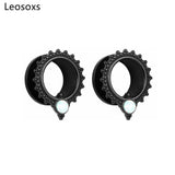 Stainless Steel Opal Ear Tunnels Body Piercing Jewelry