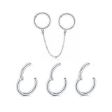 Leosoxs 16G Stainless Steel Earrings Chain Hoops Hiphop Rock Septum Ring