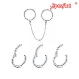 Leosoxs 16G Stainless Steel Earrings Chain Hoops Hiphop Rock Septum Ring