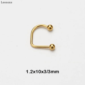 Leosoxs U-shaped Lip Nail Lip Ring Stainless Steel Hypoallergenic Punk