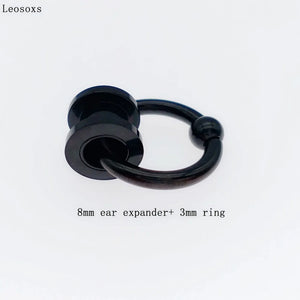 Leosoxs Stainless Steel Ear Expander Nose Rings Circular Barbells Closure