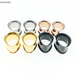 Leosoxs 2PCS Steel Ear Plug Tunnels Rose Expander Pair Body Piercing Jewelry