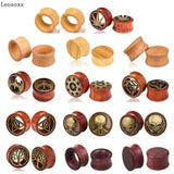 Leosoxs 2pc 8-20mm Wood Ear Plug and Tunnel Earring