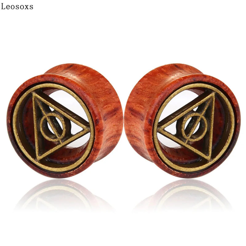 Leosoxs 2pc 8-20mm Wood Ear Plug and Tunnel Earring