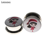 Leosoxs 2pcs Stainless Steel Ear Tunnels 4-25mm Christmas Earrings