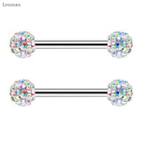 2pcs Stainless Steel Zircon Breast Ring Piercing Jewelry