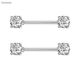 2pcs Stainless Steel Zircon Breast Ring Piercing Jewelry