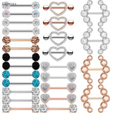 2pcs Stainless Steel Zircon Breast Ring Piercing Jewelry