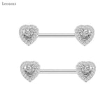 2pcs Stainless Steel Zircon Breast Ring Piercing Jewelry