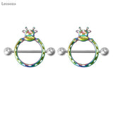 2pcs Stainless Steel Strawberry Cake Rabbit Cat Moon Breast Ring Piercing