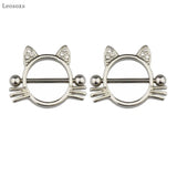 2pcs Stainless Steel Strawberry Cake Rabbit Cat Moon Breast Ring Piercing