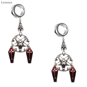 Leosoxs 2pcs Ancient Star Wind Shofar Skull Cross Ear Piercing