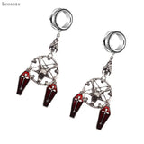 Leosoxs 2pcs Ancient Star Wind Shofar Skull Cross Ear Piercing