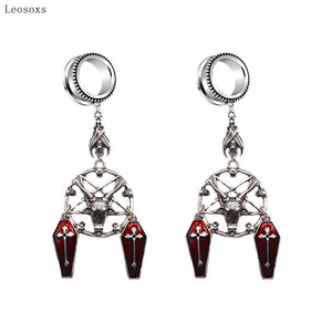 Leosoxs 2pcs Ancient Star Wind Shofar Skull Cross Ear Piercing