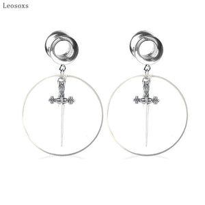 Leosoxs 2pcs Sword Earrings Witch Pendant