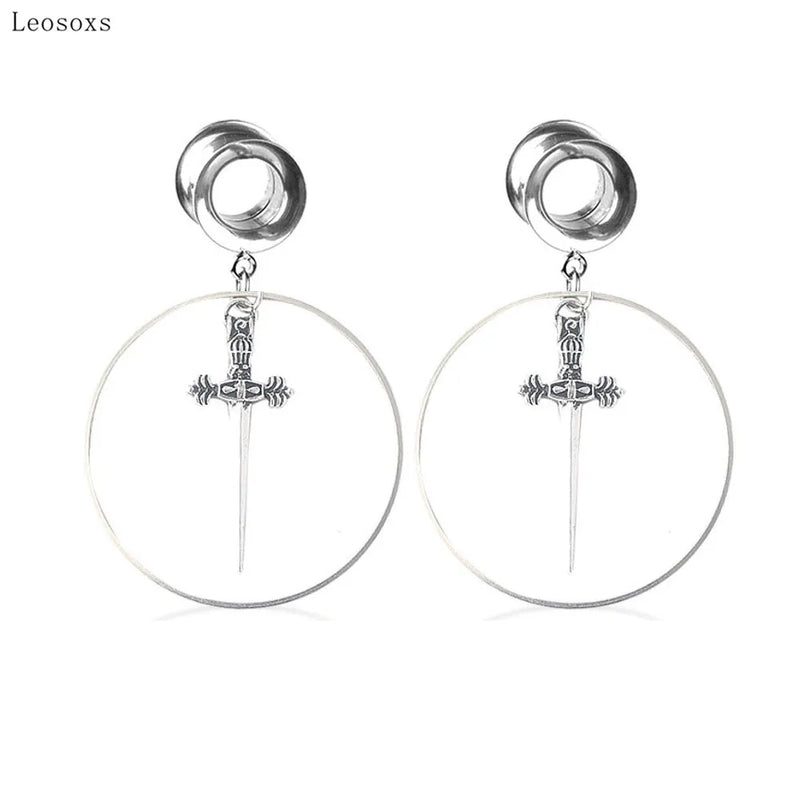 Leosoxs 2pcs Sword Earrings Witch Pendant