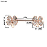 2pcs Sweet 4-leaf Grass Zircon Stainless Steel Breast Ring Industrial Barbell