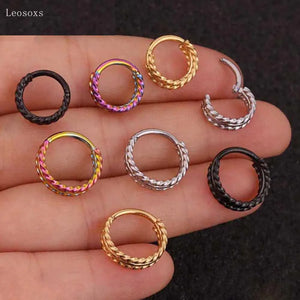 Leosoxs 2pcs Twist Open Nose Ring Ear Bone Piercing Jewelry