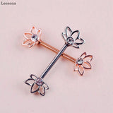 Stainless Steel Vacuum Plating Nipple Ring Flowers Piercing Jewelry