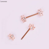 Stainless Steel Vacuum Plating Nipple Ring Flowers Piercing Jewelry